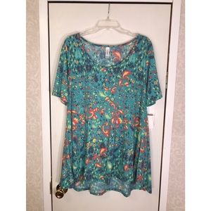 NEW W/ TAGS, LuLaRoe blue patterned Perfect T, XL